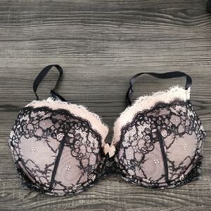 Adore Me Emanuelly Lace Pushup Bra - Black and Pink